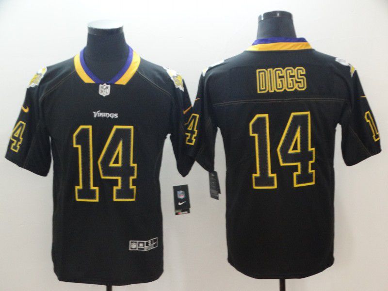 Men Minnesota Vikings 14 Diggs Nike Lights Out Black Color Rush Limited NFL Jersey
